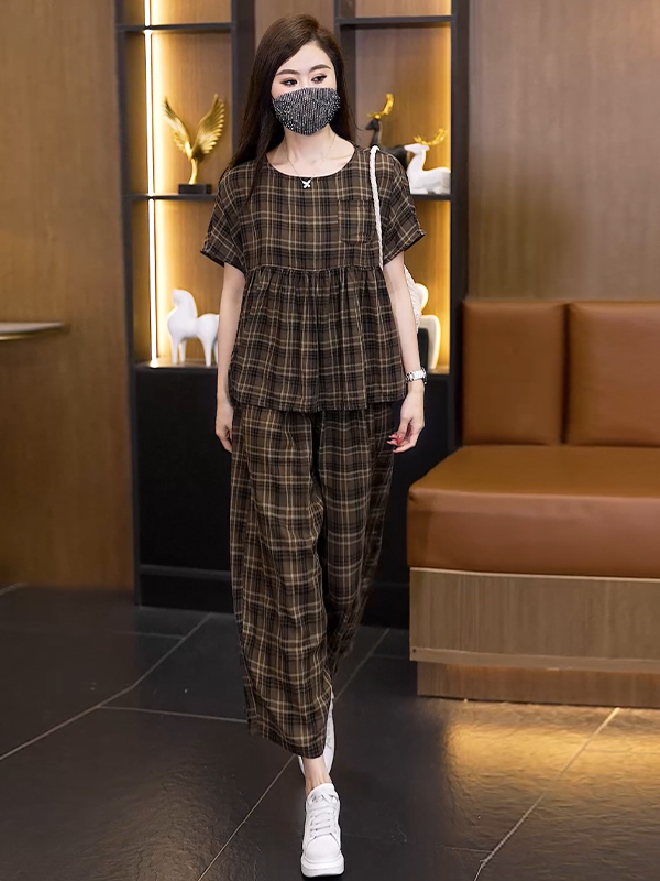 Linen Pant Wide - Setelan Wanita Ukuran Besar Musim Panas