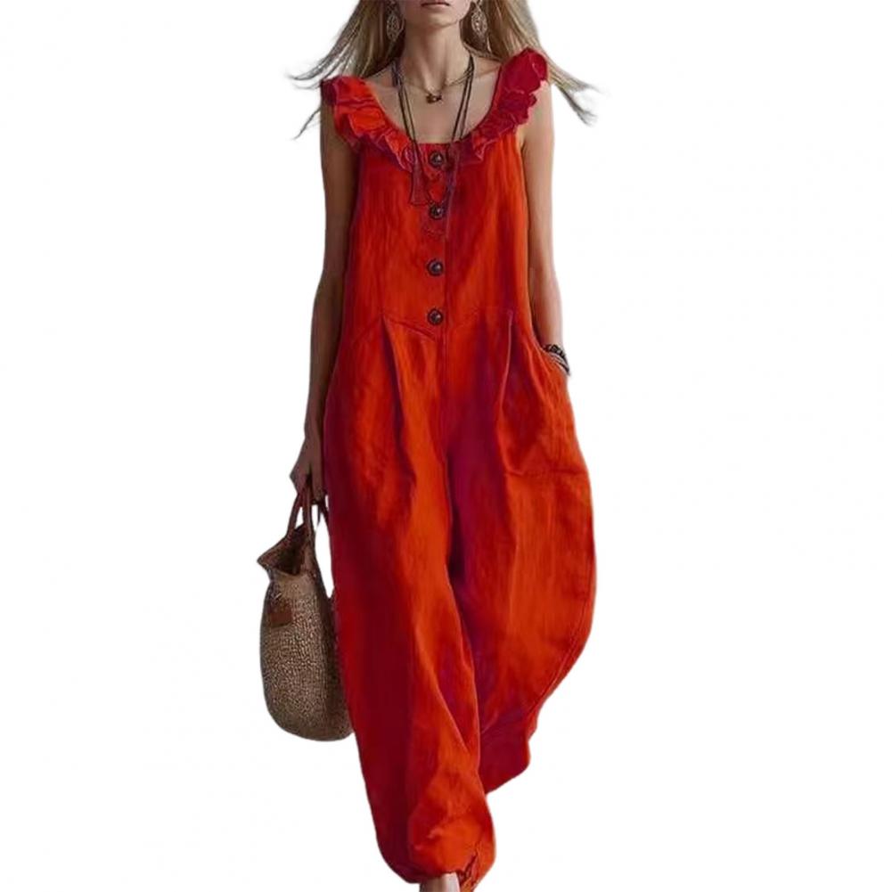 Jumpsuit Wanita Bernapas, Nyam - Jumpsuit Linen Relaxed ulasan dan harga